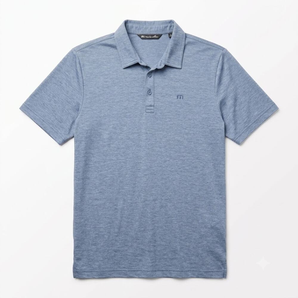 Travis Mathew Pique Performance Golf Polo Shirt Blue Pima Cotton Slim Mens Large